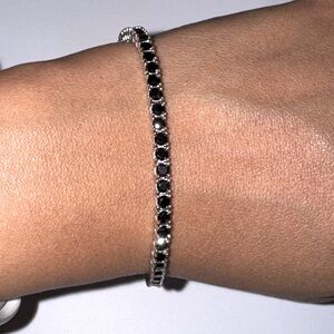 18k Gold Vermeil Black Diamond Tennis Bracelet, VVS GRA Certified Free Appraisal